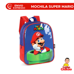 Mochila Infantil Super Mario Costas Pequena Creche Azul Oficial