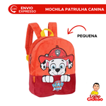 Mochila Infantil Patrulha Canina Marshall Pequena de Costas Creche Vermelha Oficial