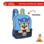 Mochila Infantil Patrulha Canina Chase Pequena de Costas Creche Azul Oficial