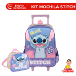 Kit Mochila de Rodinha + Lancheira Stitch Infantil Violeta Oficial