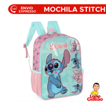 Mochila Infantil Escolar Alças Grande Oficial Stitch E Angel Verde