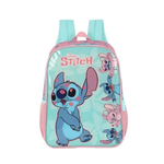 Mochila Infantil Escolar Alças Grande Oficial Stitch E Angel Verde