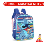 Mochila Infantil Escolar Alças Grande Oficial Stitch Azul