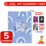 Kit 5 Cadernos Universitário 1 Matéria Feminino Com 80 Folhas De Capa Dura Aramado