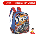 Mochila Infantil Hot Wheels Com Alças Escolar Oficial Vermelha