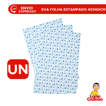 EVA Estampado Folha 40X60cm Branco com Estrela Azul