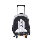 Kit Mochila de Rodinha e Costas + Lancheira + Estojo Infantil Foguete 3D