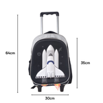Kit Mochila de Rodinha e Costas + Lancheira + Estojo Infantil Foguete 3D
