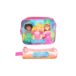 Kit Mochila de Rodinha + Lancheira + Estojo Infantil  Princesas Pink