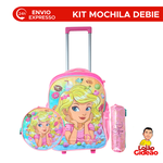 Kit Mochila de Rodinha e Costas + Lancheira + Estojo Infantil  Debie Doce Rosa