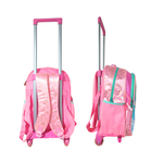 Kit Mochila de Rodinha e Costas + Lancheira + Estojo Infantil  Debie Doce Rosa