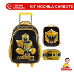 Kit Mochila de Rodinha e Costas + Lancheira + Estojo Infantil Carbots 3D