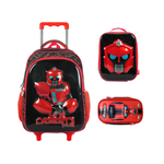 Kit Mochila de Rodinha e Costas + Lancheira + Estojo Infantil Carbots 3D