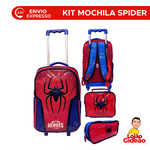 Kit Mochila de Rodinha e Costas + Lancheira + Estojo Infantil Spider