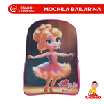 Mochila Escolar Bailarina Rosa Infantil De Costas