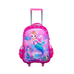 Kit Mochila de Rodinha e Costas + Lancheira + Estojo Infantil Princesa Sereia