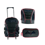 Kit Mochila de Rodinha e Costas + Lancheira + Estojo Infantil Morcego Batmax