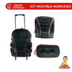 Kit Mochila de Rodinha e Costas + Lancheira + Estojo Infantil Morcego Batmax