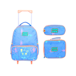 Kit Mochila de Rodinha e Costas + Lancheira + Estojo Infantil Video Game