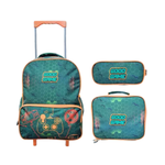 Kit Mochila de Rodinha e Costas + Lancheira + Estojo Infantil Video Game