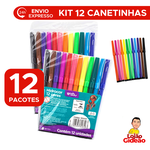 Kit Com 12 Pacotes De Estojos com 12 Canetinha Hidrográfica Onda Para Lembrancinhas