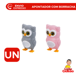 Apontador + Borracha Escolar Coruja Infantil