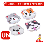 Mini Bloco de Anotações Pets 105mmx100mm Capa Dura 80 Fls