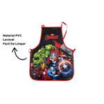 Avental Escolar Infantil Vingadores Plástico PVC Marvel Avengers Preto