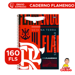 Caderno 10 Matérias do Flamengo com 160 Folhas Universitário Com Adesivos - Preto e Vermelho