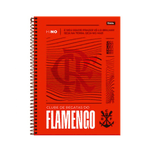 Caderno 10 Matérias do Flamengo com 160 Folhas Universitário Com Adesivos - Vermelho