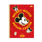 Caderno Escolar 1 Matéria Mickey Mouse Holográfico Com 80 Folhas e Adesivos