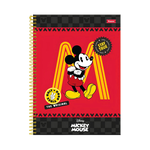 Caderno Escolar 1 Matéria Mickey Mouse Holográfico Com 80 Folhas e Adesivos