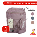 Mochila Bolsa Escolar Modelo Coreana E Japonesa Impermeável Com 6 Bolsos De Ziper Para Ensino Médio Com Chaveiro