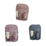 Mochila Bolsa Escolar Modelo Coreana E Japonesa Impermeável Com 6 Bolsos De Ziper Para Ensino Médio Com Chaveiro