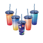 Copo com Canudo Divertidamente 500ml Emoções Disney - Plasutil