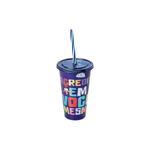 Copo com Canudo Divertidamente 500ml Emoções Disney - Plasutil