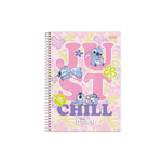 Caderno Grande 10 Matérias 160 Folhas Stitch Disney Brilhante com Adesivos - Foroni