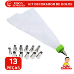 Kit Decorador de Bolos com 12 peças e  Saco de Confeitar