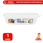 Pote de Plástico Retângula Transparente 1400ml Alimentos Marmita