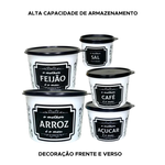 Kit Potes De Mantimentos Com 5 Peças De Plástico Para Cozinha