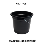 Balde Preto 6 Litros Alça de Ferro Plástico Resistente