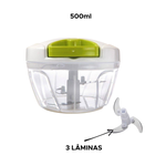 Mini Processador de Alimentos com 3 Lâminas  500ml manual 13 x 8