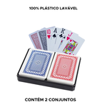 Baralho Plástico Lavável Com 2 Conjuntos De Cartas