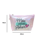 Nécessaire Neon Poliéster e PVC  Impermeável Dia das Mães  23cm x 14cm x 6cm