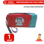 Nécessaire Impermeável Dia das Mães Poliéster e PVC 18cm x 10cm