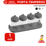 Porta Tempero E Condimentos De Cozinha Com 4 Potinhos Plástico