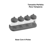Porta Tempero E Condimentos De Cozinha Com 4 Potinhos Plástico