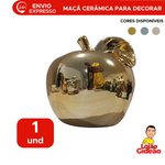 Fruta Decorativa Maçã De Cerâmica Enfeite Decoração Sala Cozinha 10cm X 9,5cm