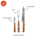 Kit Churrasco Faca Para Vegetais Garfo Faca Para Carne Aço Inox Festa Lazer Comemoração