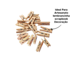 Kit Mini Prendedor Madeira 3cm Com 24 Unidades Natural Pregador Para Foto Decoração